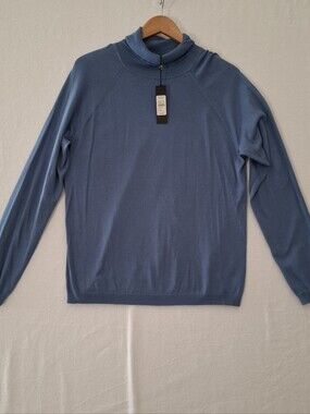 Talbots Dusty Blue Turtleneck Sweater Womens XL Ribbed Neck Raglan Long Sleeve